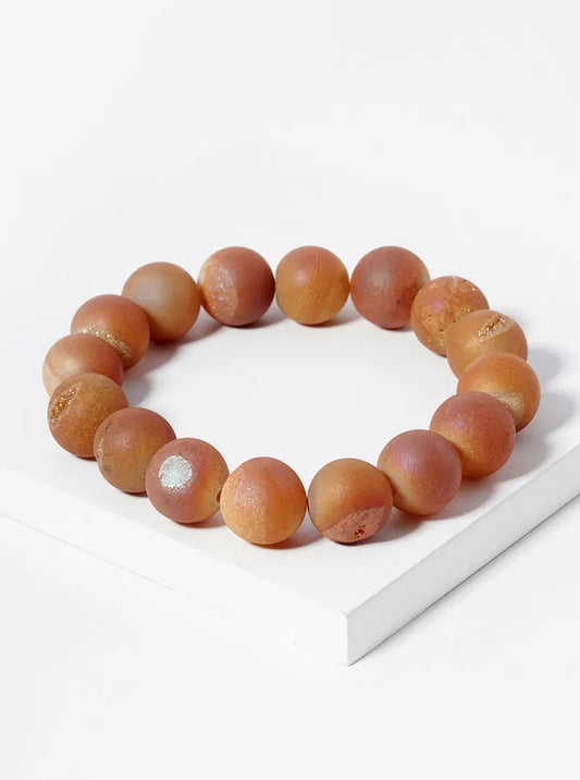 12mm Natural Quartz Semiprecious Stretch Bracelet