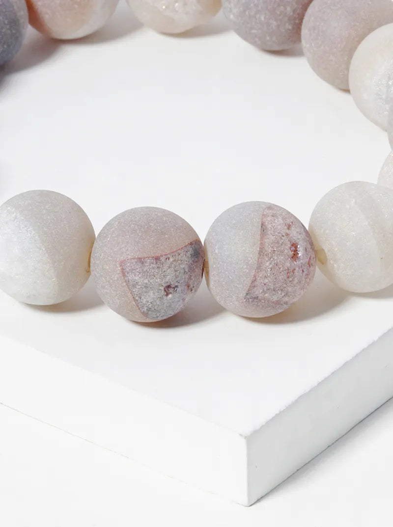 12mm Natural Quartz Semiprecious Stretch Bracelet