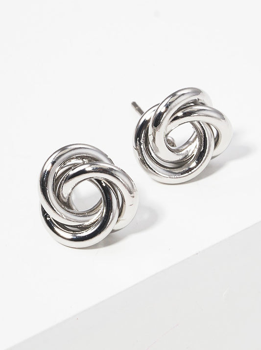 12mm Polished Brass Alloy Cast Love Knot Post Stud Earrings