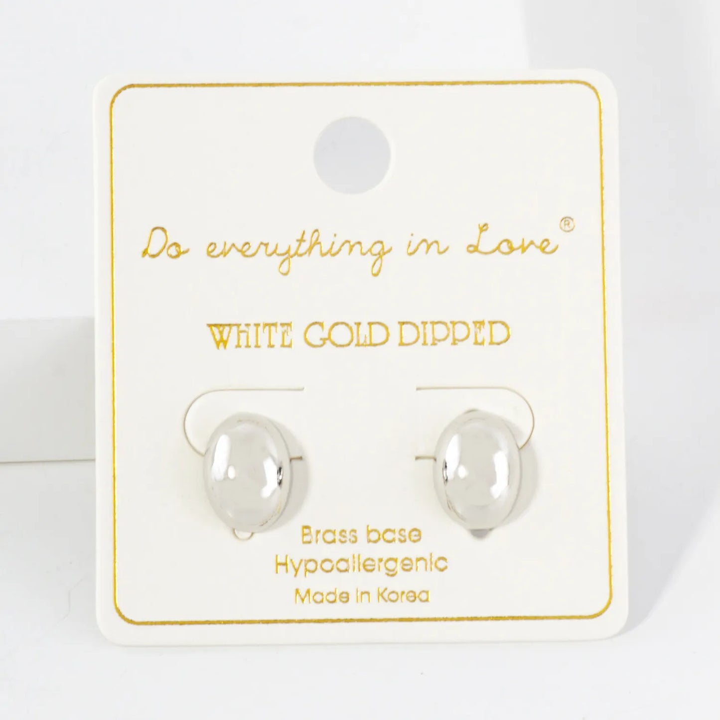 12mm Polished Oval 14K-Gold-Dipped Brass Stud Earrings