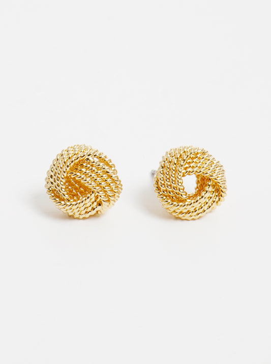12mm Rope Shaped Brass Love Knot Post Stud Earrings