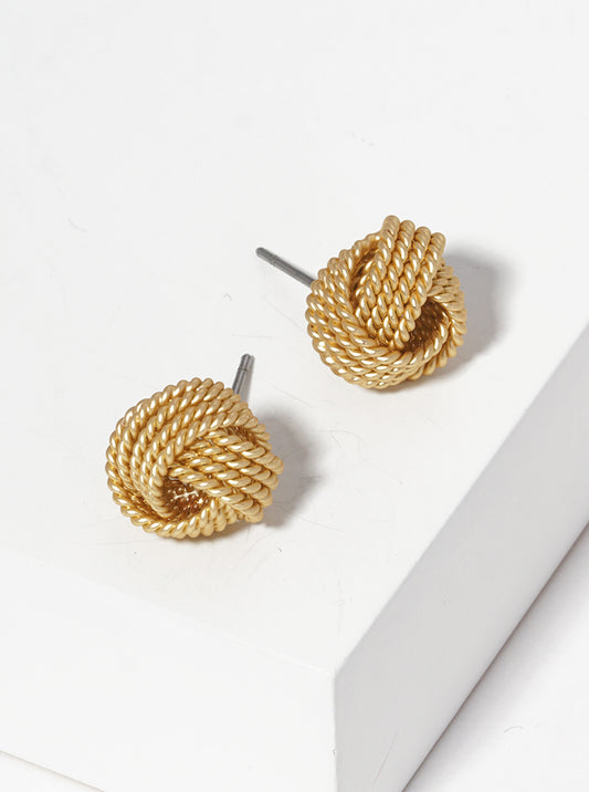 12mm Rope Shaped Brass Love Knot Post Stud Earrings