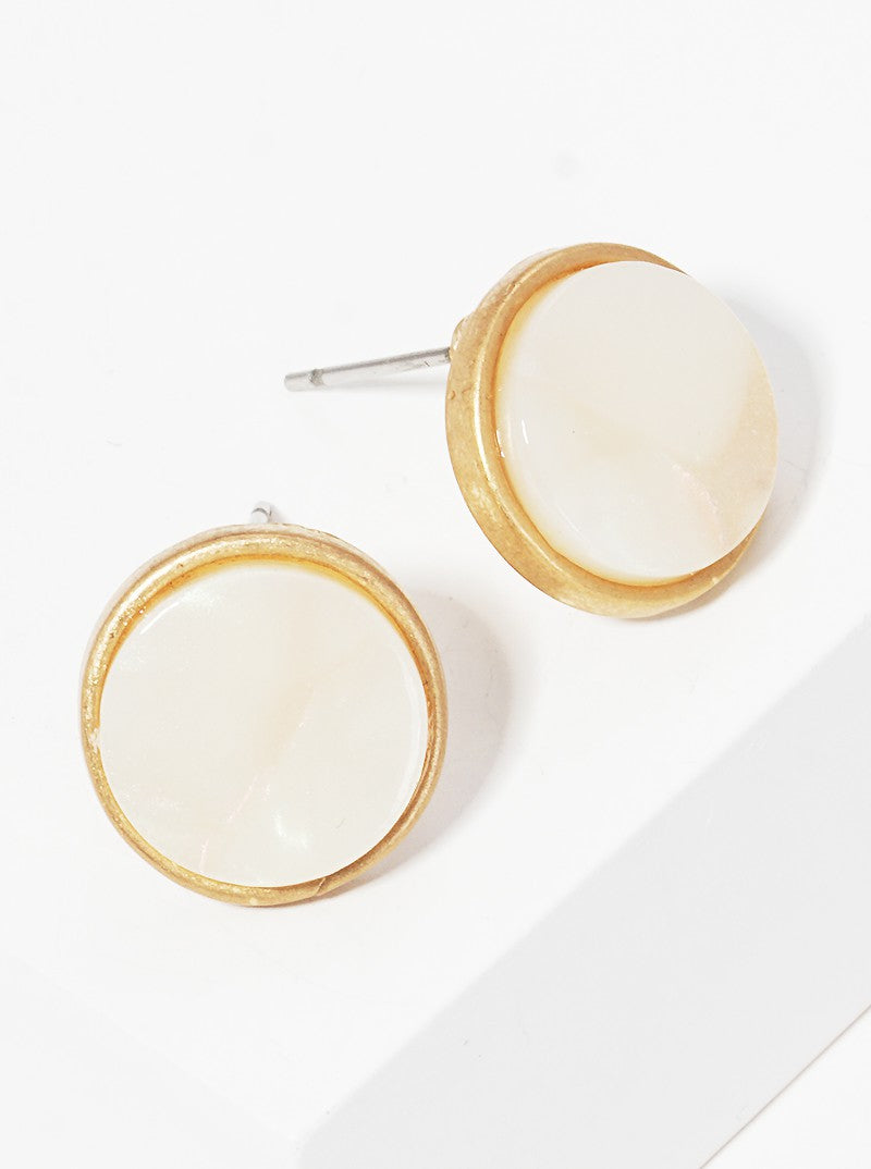 12mm Round-Shaped Acetate Button Stud Earrings