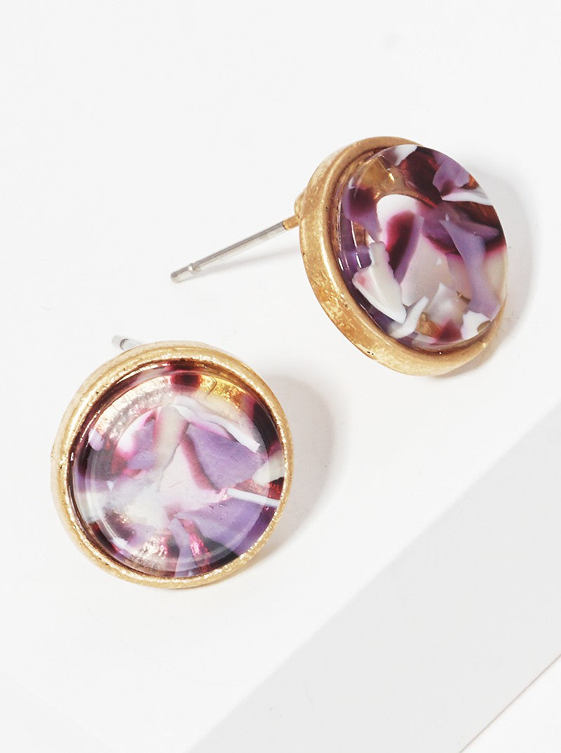 12mm Round-Shaped Acetate Button Stud Earrings