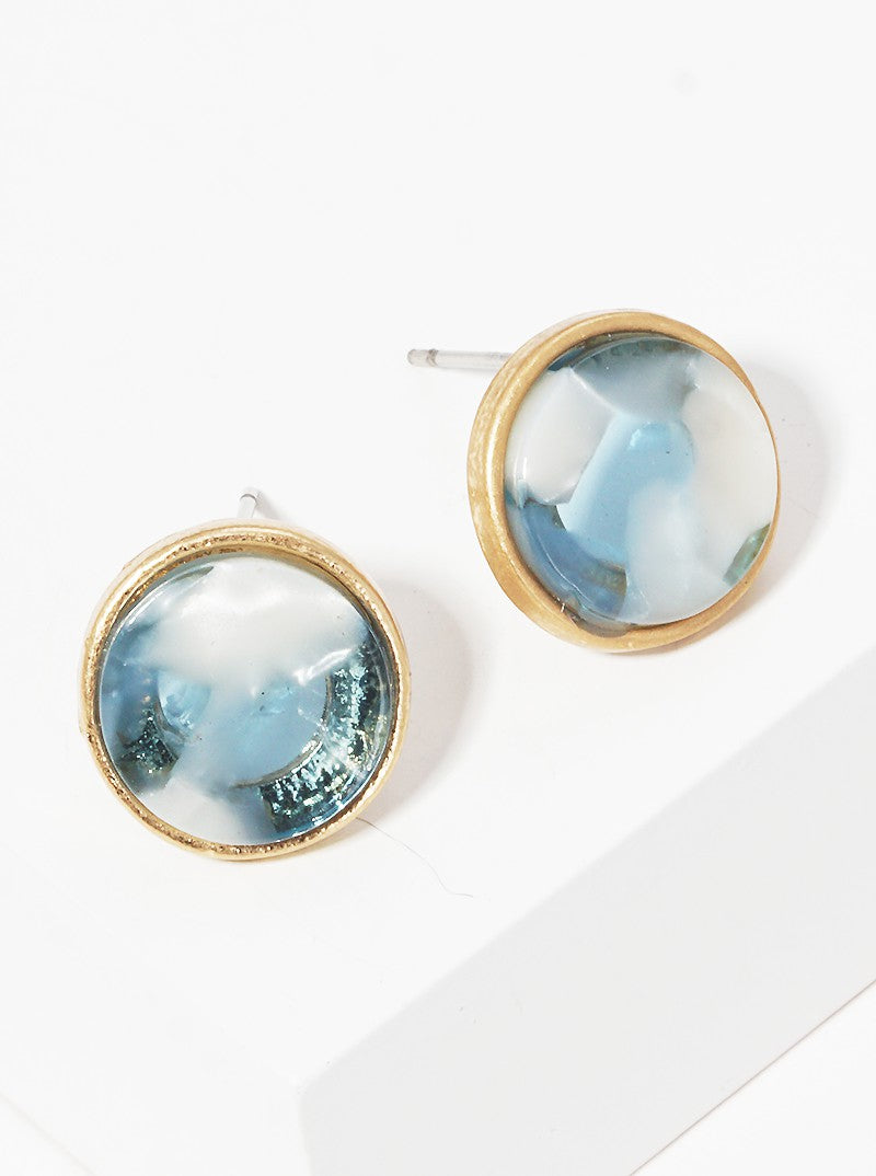 12mm Round-Shaped Acetate Button Stud Earrings