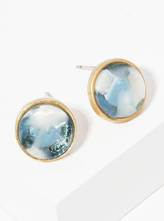 12mm Round-Shaped Acetate Button Stud Earrings