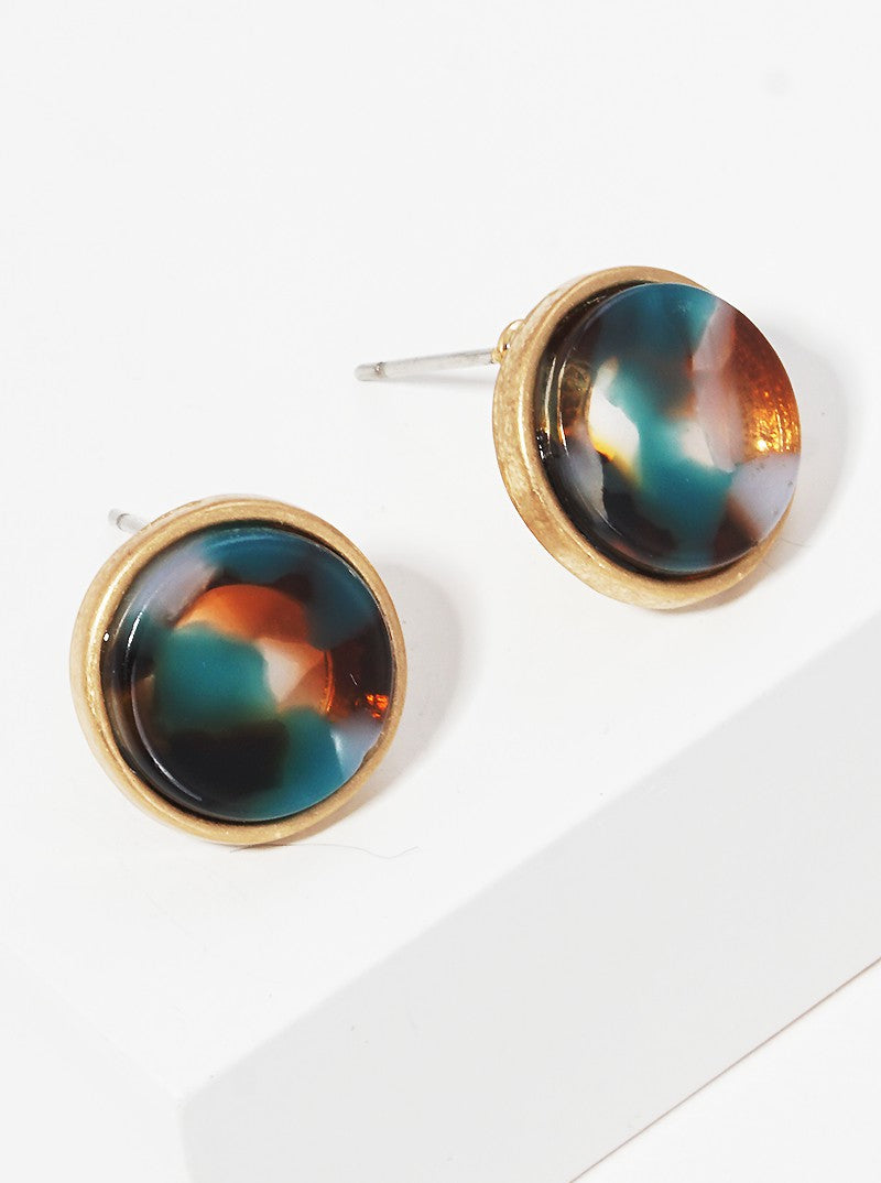 12mm Round-Shaped Acetate Button Stud Earrings