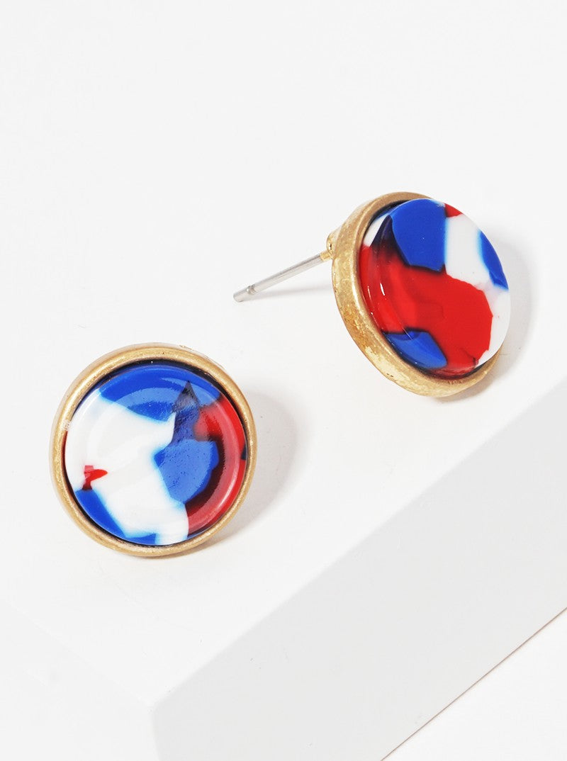 12mm Round-Shaped Acetate Button Stud Earrings