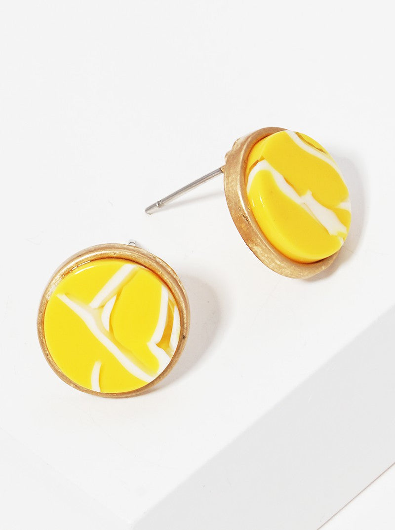 12mm Round-Shaped Acetate Button Stud Earrings
