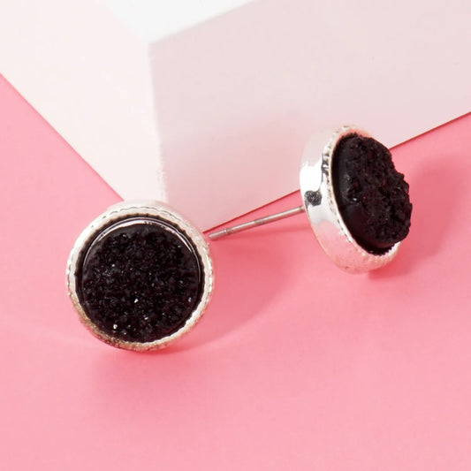 12mm Round Simulated Druzy Post Stud Earrings