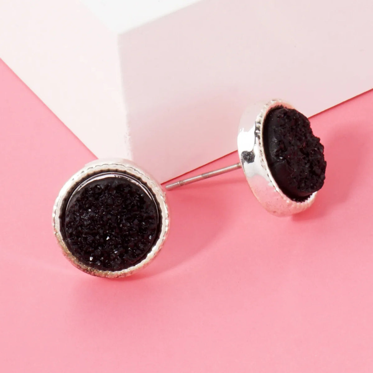 12mm Round Simulated Druzy Post Stud Earrings