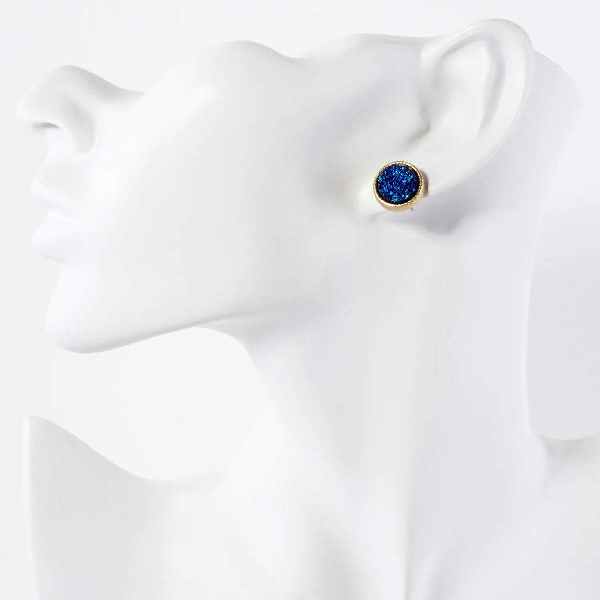 12mm Round Simulated Druzy Post Stud Earrings