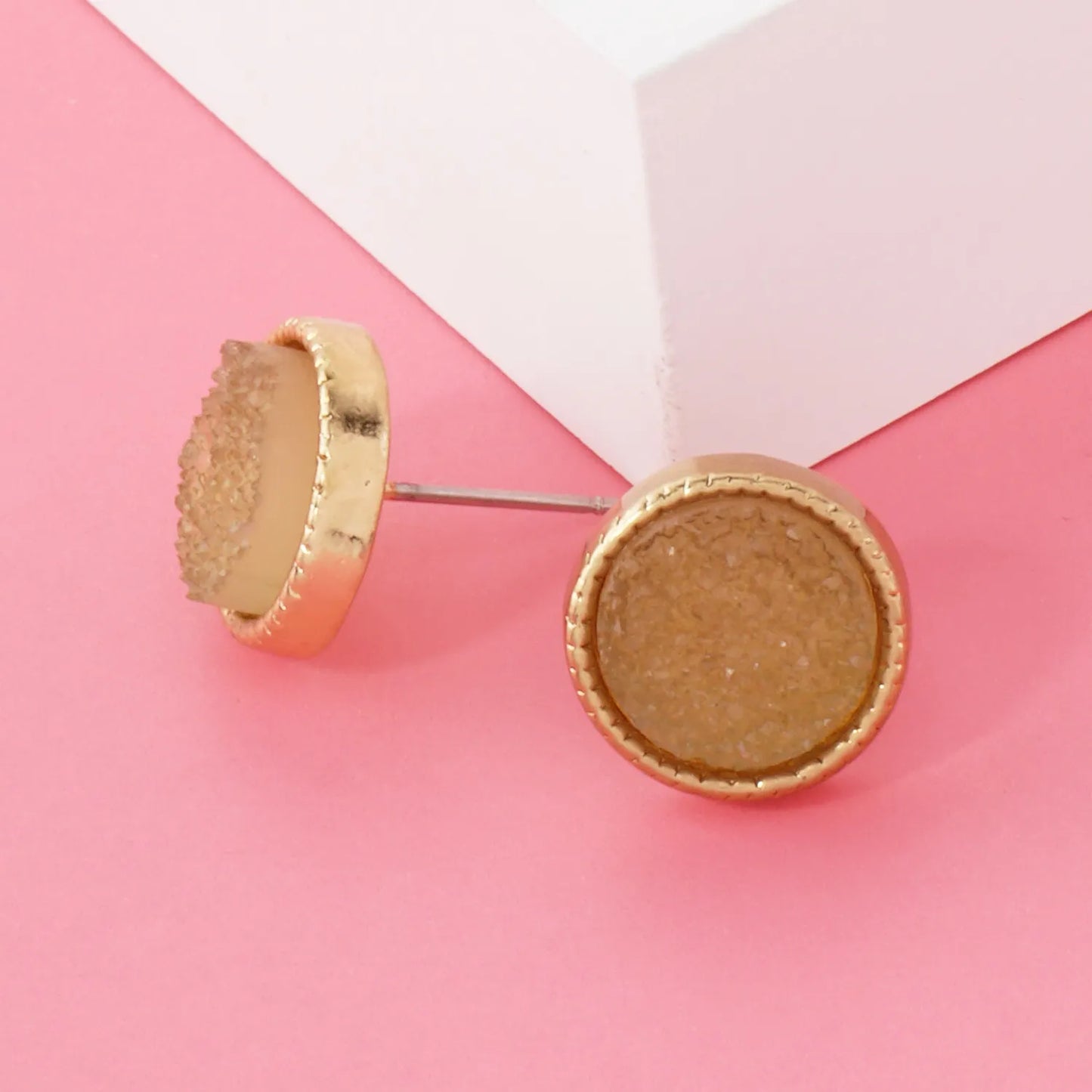 12mm Round Simulated Druzy Post Stud Earrings