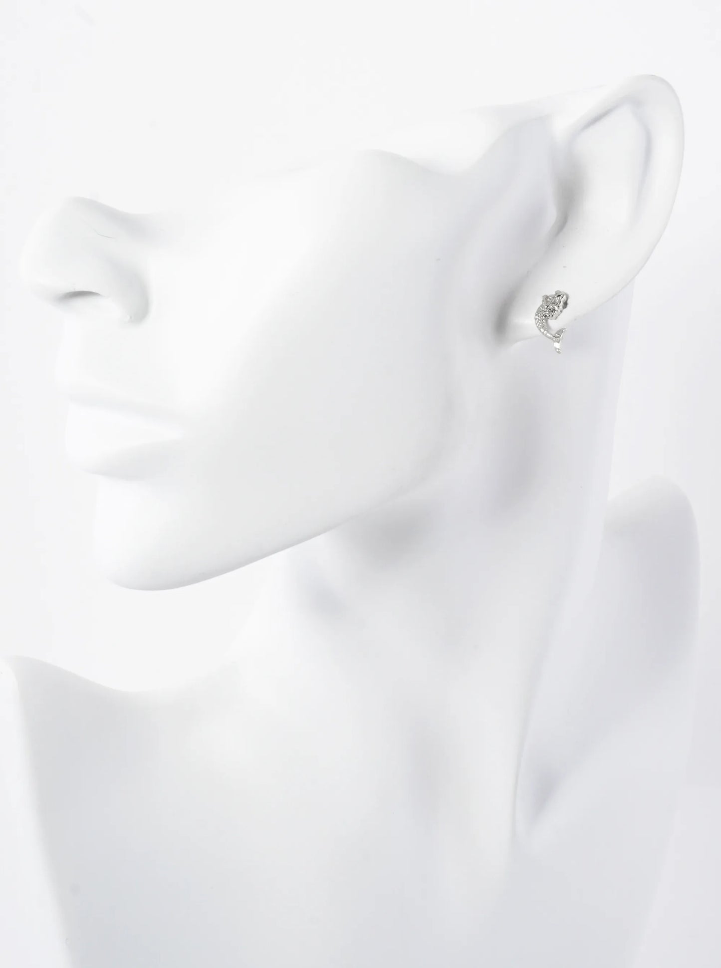 12mm Sea-Life Mermaid 18K-Gold-Dipped Polished Brass Stud Earrings