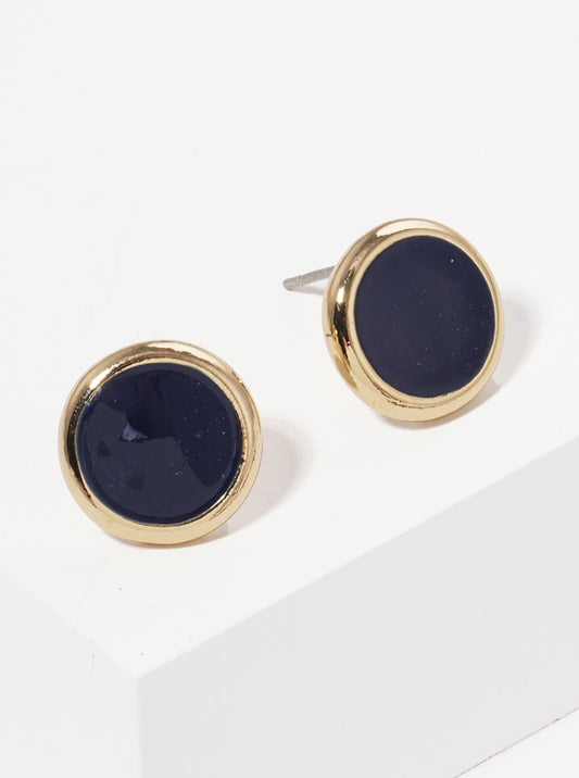 12mm Dainty Enamel Filled Round Post Stud Earrings