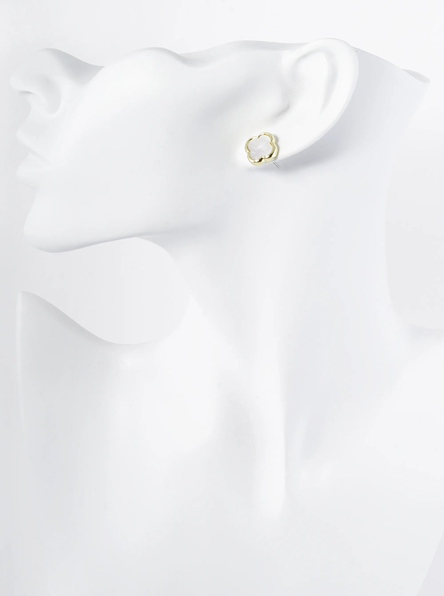 13mm Brass Quatrefoil Button Stud Earrings