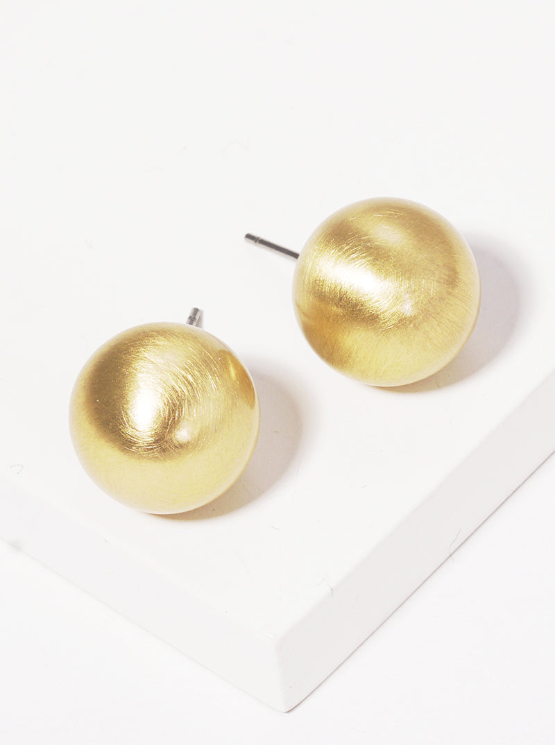 13mm Brushed Plated Resin Ball Bead Post Stud Earrings