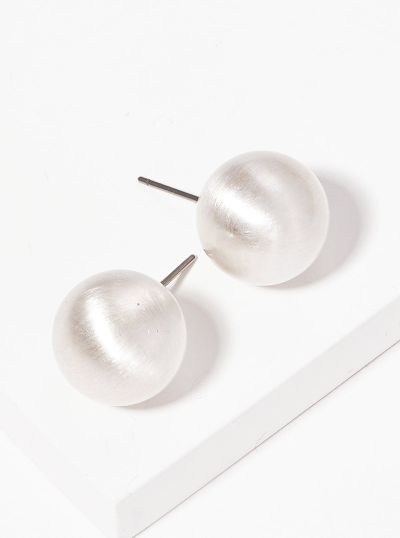 13mm Brushed Plated Resin Ball Bead Post Stud Earrings