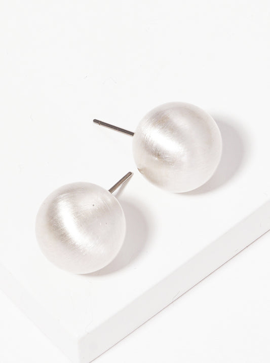 13mm Brushed Plated Resin Ball Bead Post Stud Earrings