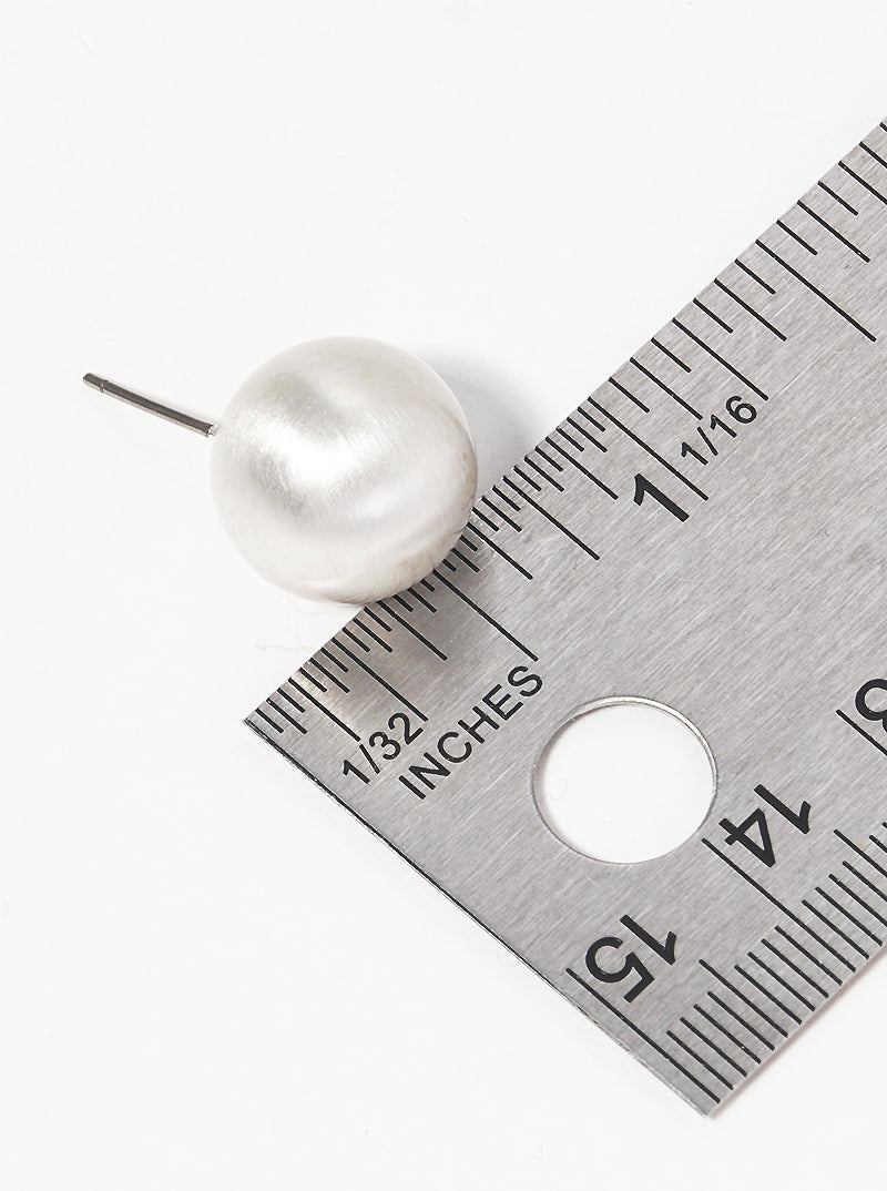 13mm Brushed Plated Resin Ball Bead Post Stud Earrings