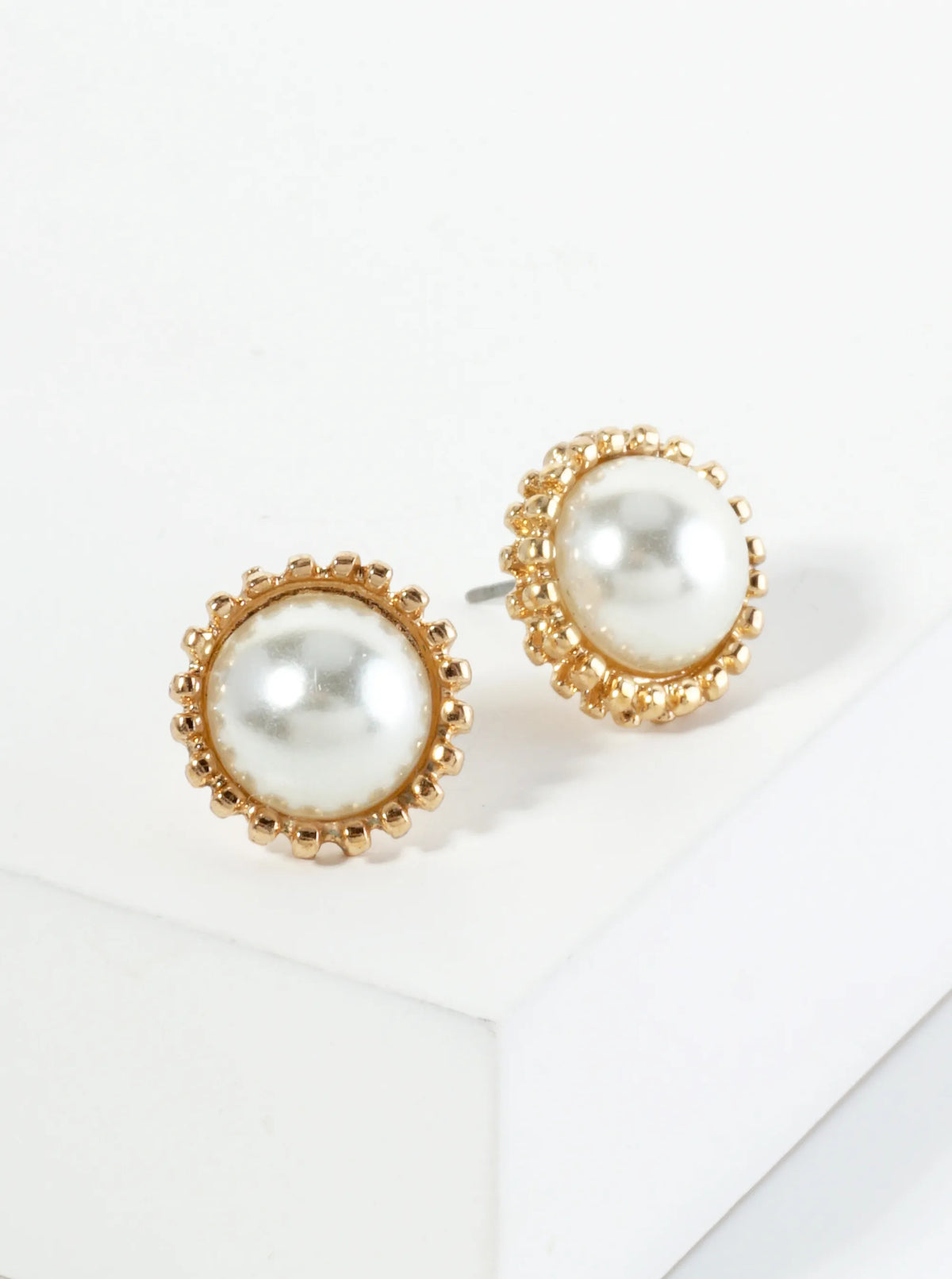 13mm Round Pearl Button Stud Earrings