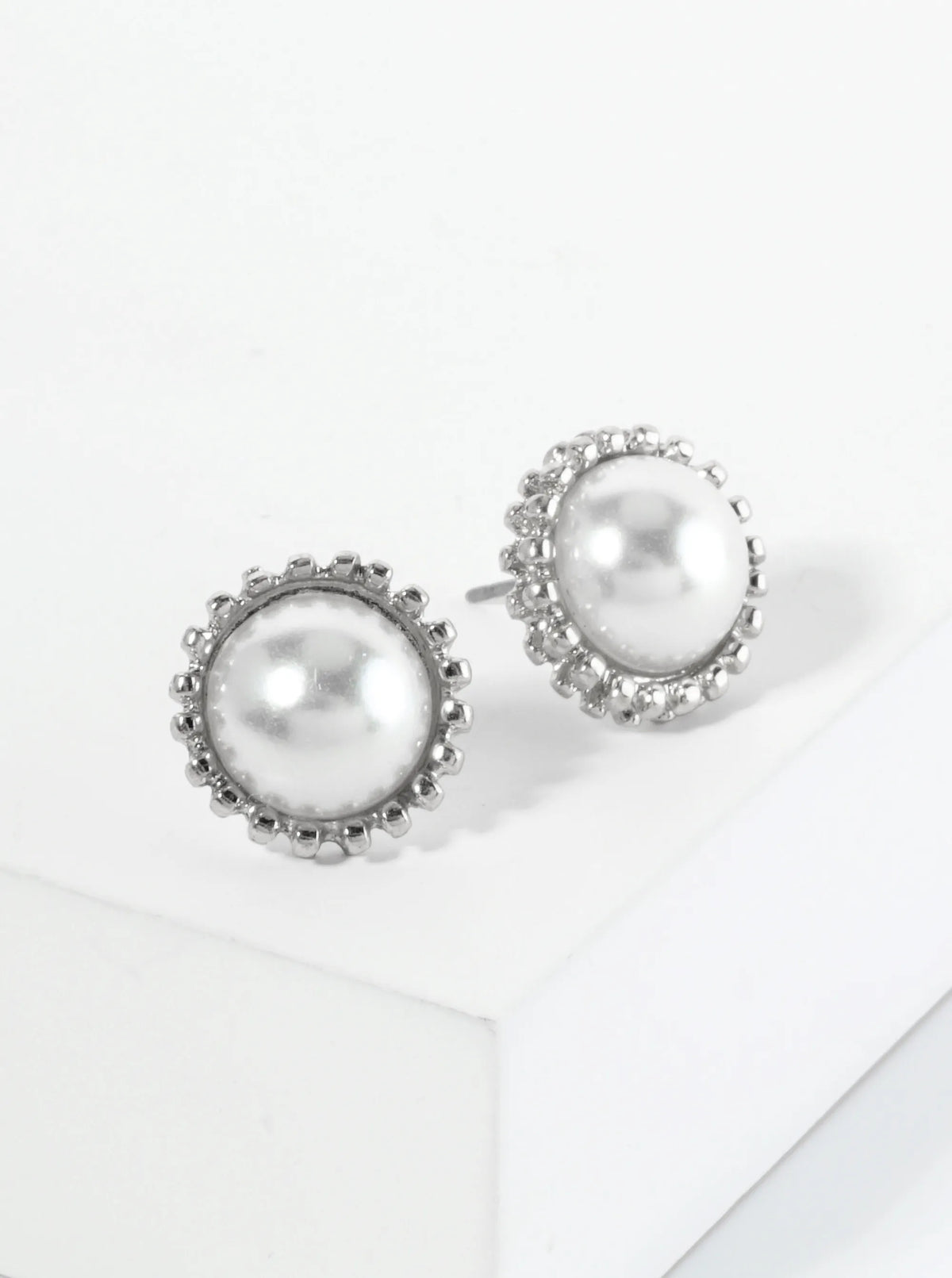 13mm Round Pearl Button Stud Earrings