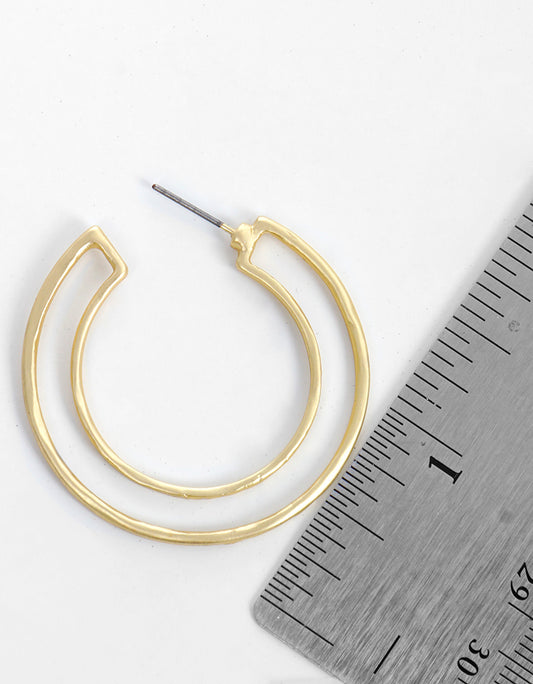 Cutout Metal Hoop Earrings Worn gild
