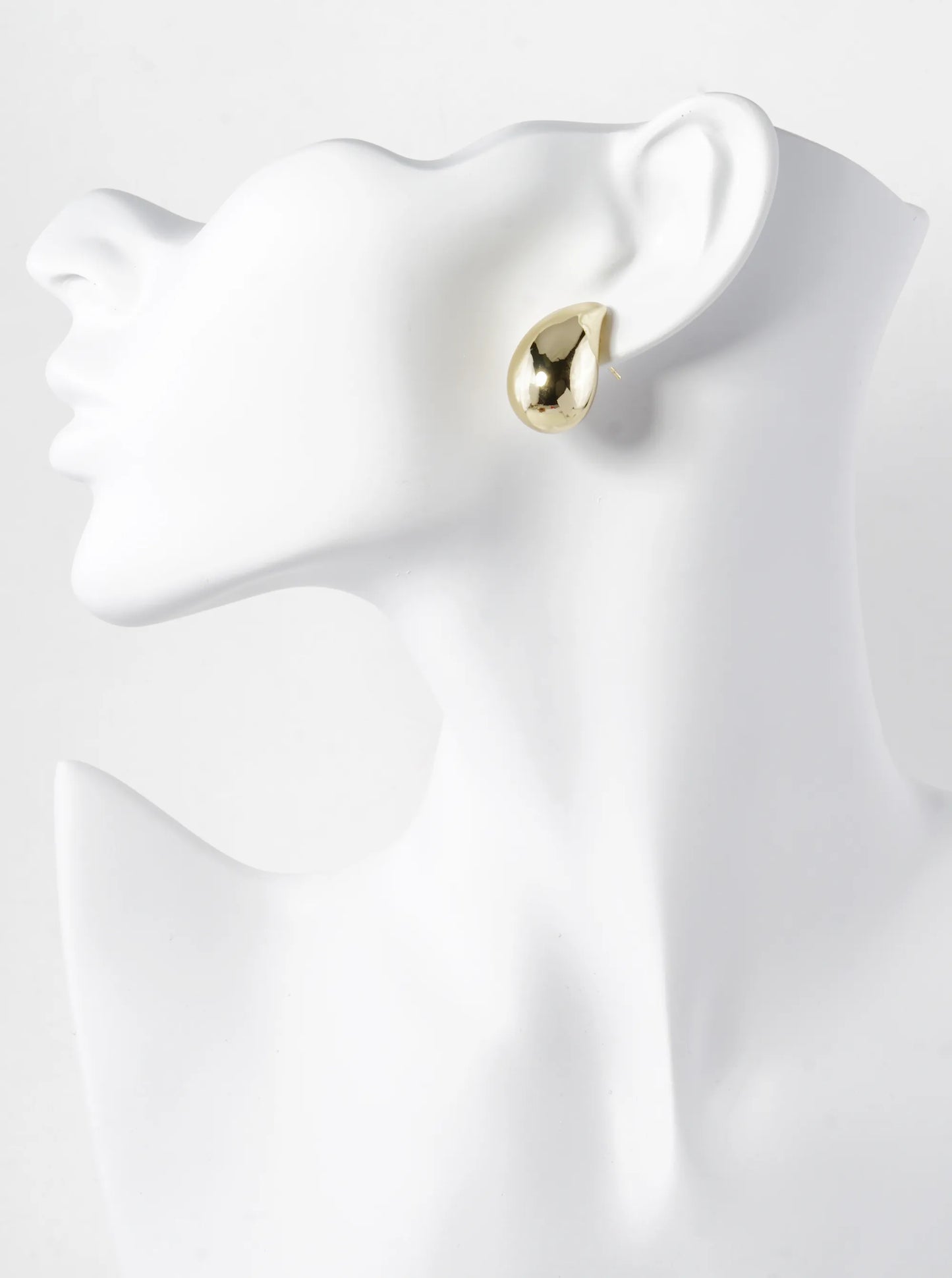 14K Gold Dipped 1 Inch 3D Hollow Puffy Teardrop Stud Earrings