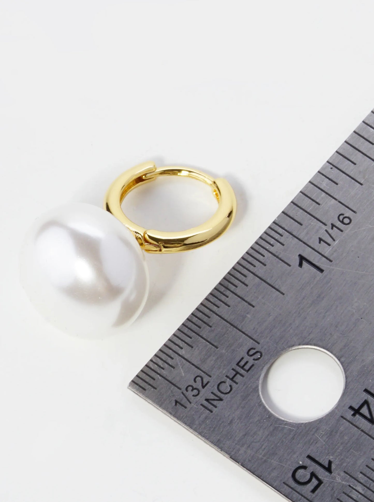 14K Gold Dipped 10mm Pearl Drop 13mm Huggie Hoop Earrings
