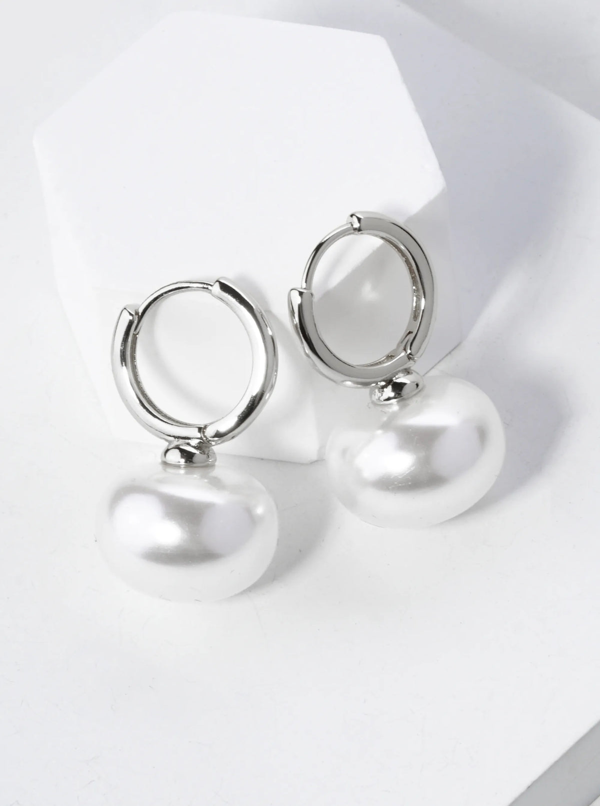14K Gold Dipped 10mm Pearl Drop 13mm Huggie Hoop Earrings