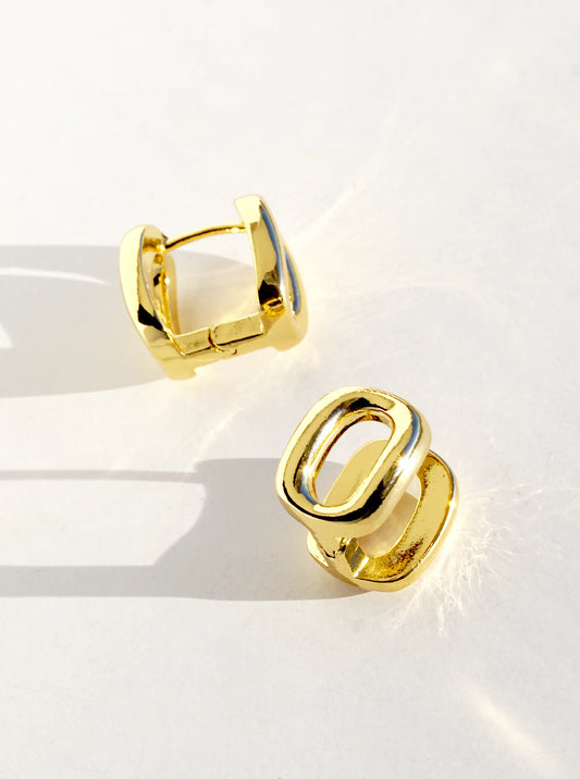 14K Gold Dipped 13mm Minimalist Huggie Hoop Earrings