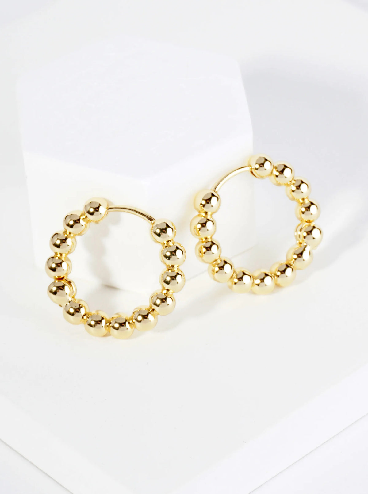 14K Gold Dipped 15mm Brass Ball Hoop Earrings