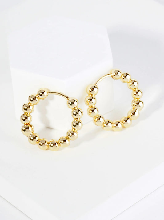 14K Gold Dipped 15mm Brass Ball Hoop Earrings