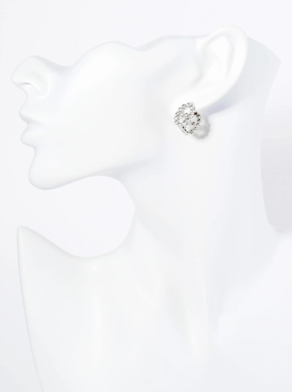 14K Gold Dipped 15mm CZ Stone Oval Huggie Hoop Earrings