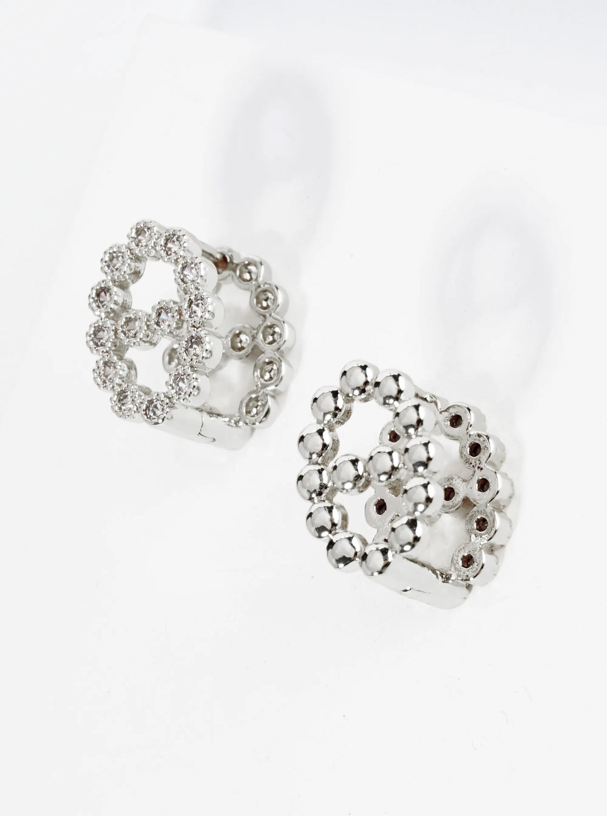 14K Gold Dipped 15mm CZ Stone Oval Huggie Hoop Earrings