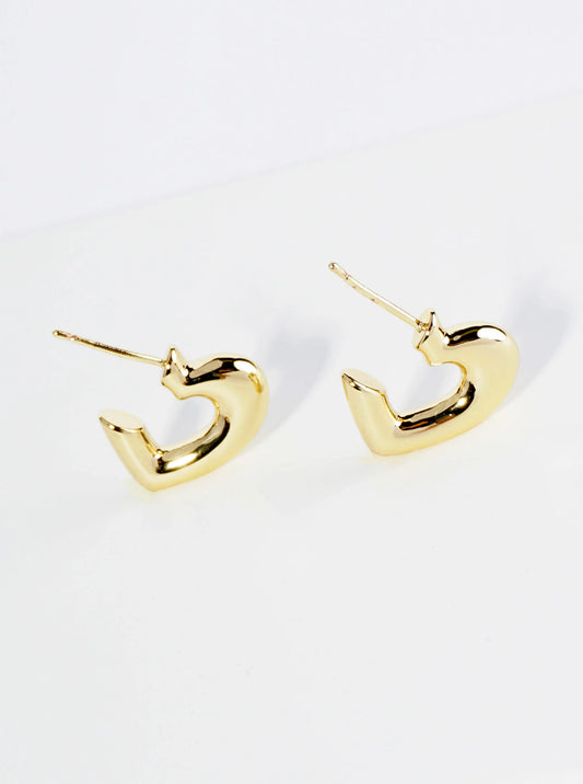 14K Gold Dipped 15mm Dainty Heart Hoop Earrings