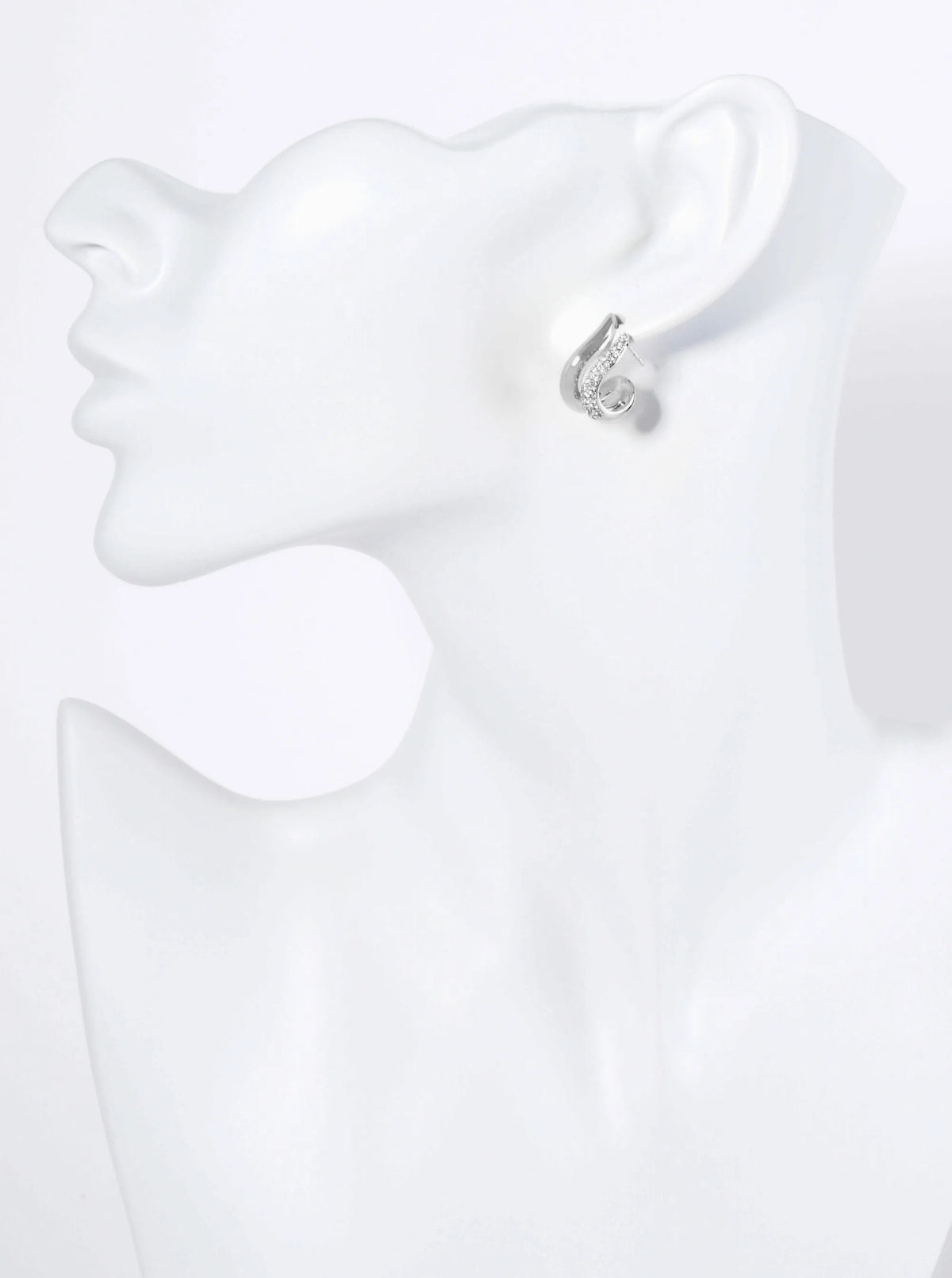 14K Gold Dipped 15mm Pave Set CZ Wavy Double Line Hoop Earrings