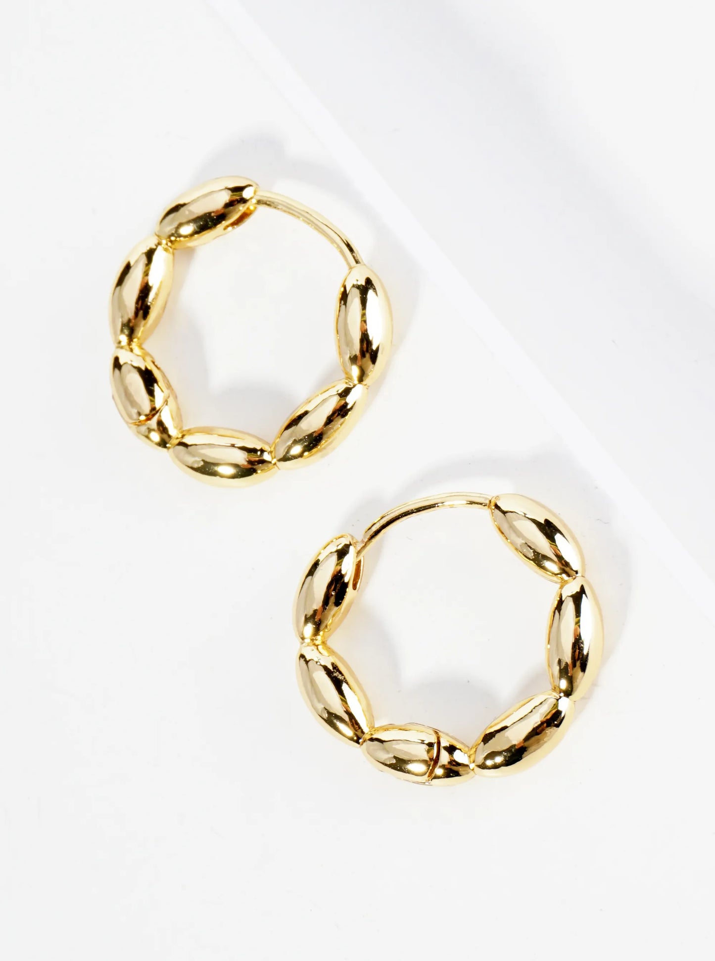 14K Gold Dipped 15mm Puffy Oval Huggie Hoop Earrings