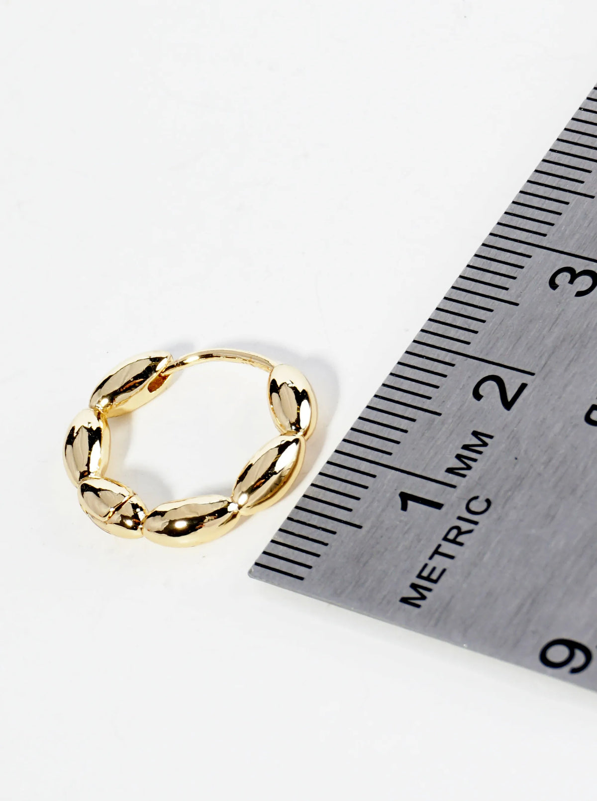 14K Gold Dipped 15mm Puffy Oval Huggie Hoop Earrings
