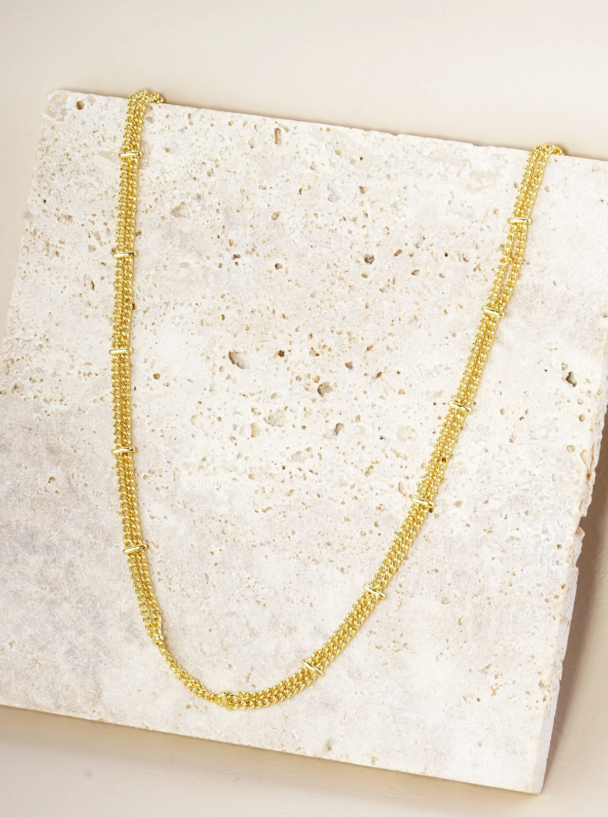 14K Gold Dipped 16 Inch Double Satellite Chain Necklace