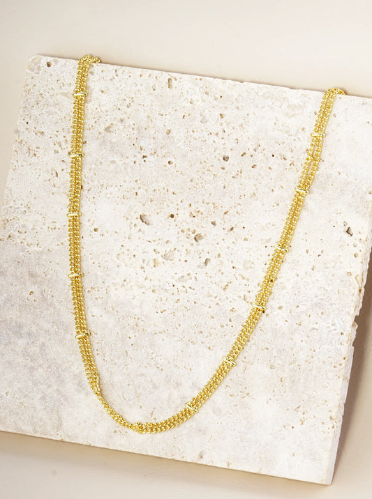 14K Gold Dipped 16 Inch Double Satellite Chain Necklace