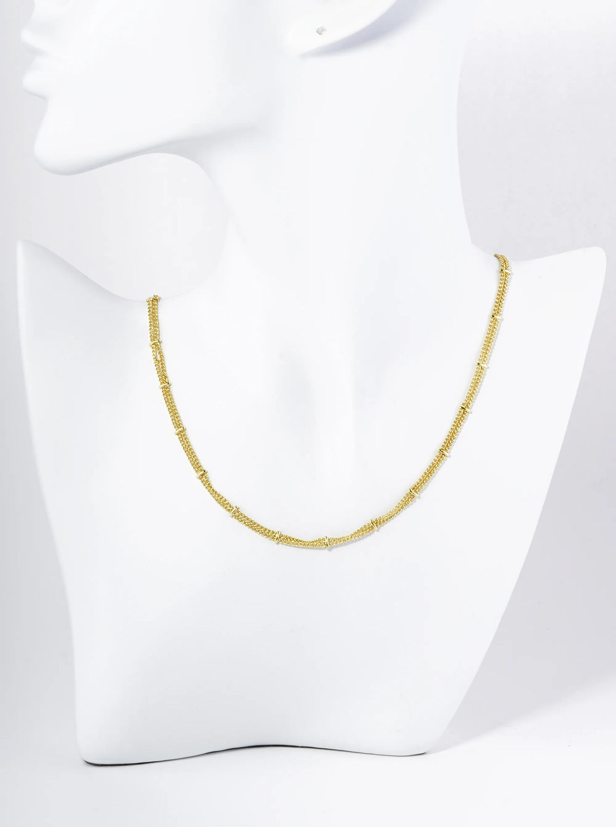 14K Gold Dipped 16 Inch Double Satellite Chain Necklace