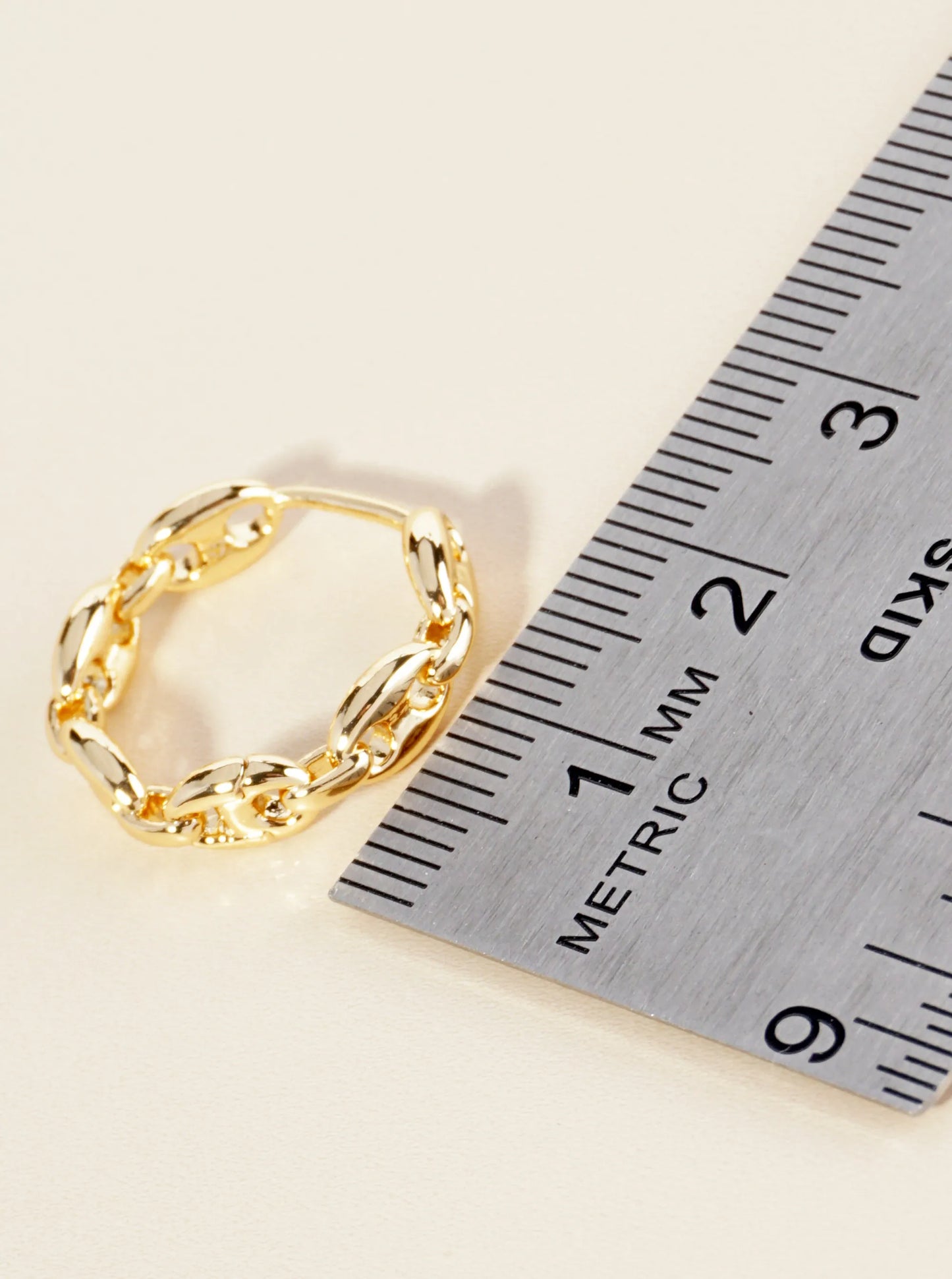 14K Gold Dipped 18mm Coffee Bean Chain Huggie Hoop Earrings