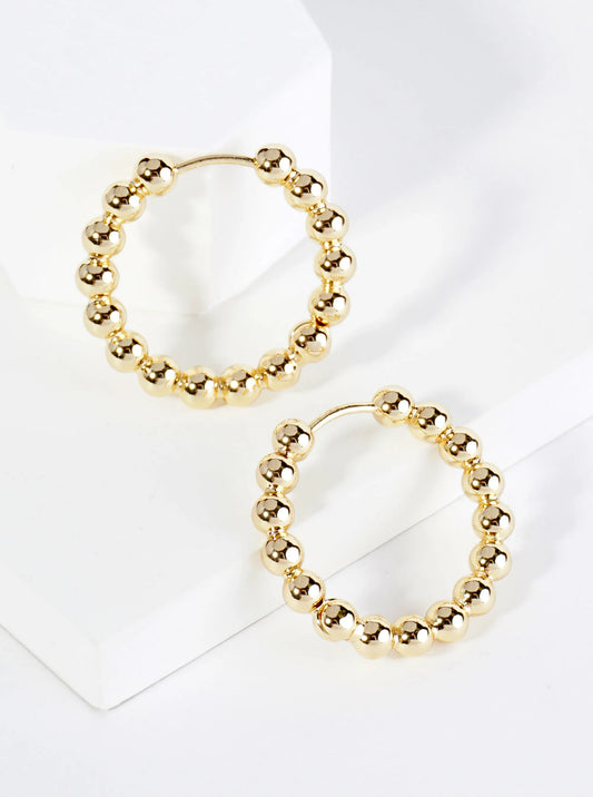14K Gold Dipped 20mm Brass Ball Hoop Earrings