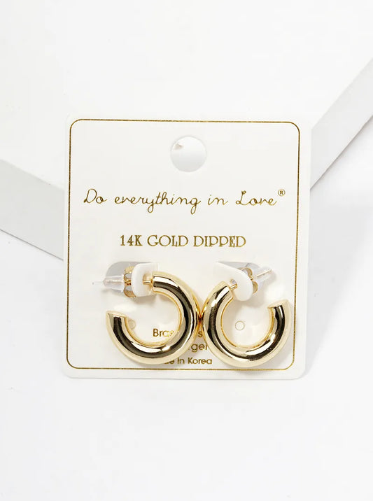 14K Gold Dipped 20mm Brass Bold Open Hoop Earrings