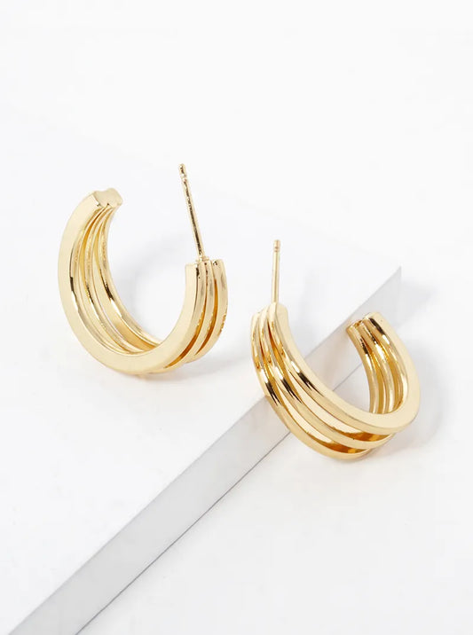14K Gold Dipped 20mm Layered Open Hoop Earrings