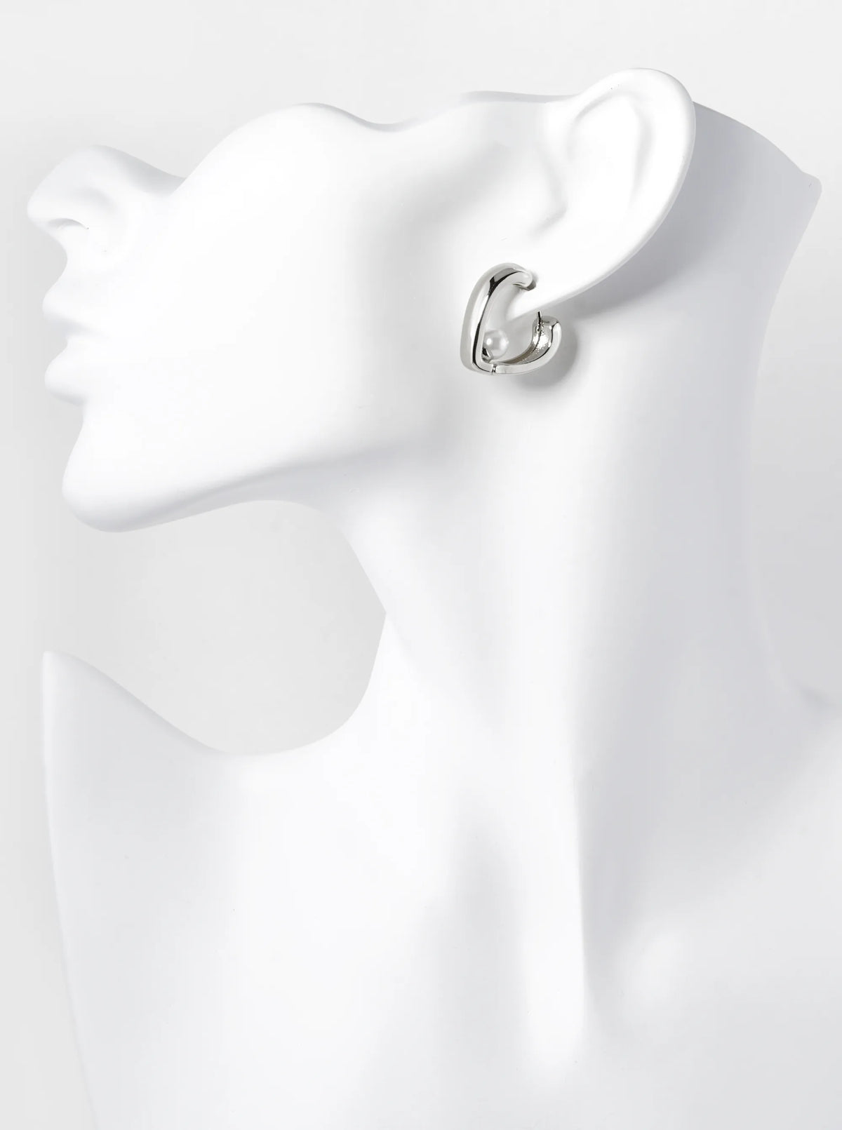 14K Gold Dipped 20mm Pearl In Heart Huggie Hoop Earrings