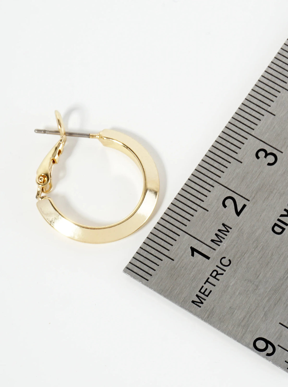14K-Gold-Dipped 20mm Polished Brass Latch-Back Angled Hoop Earrings