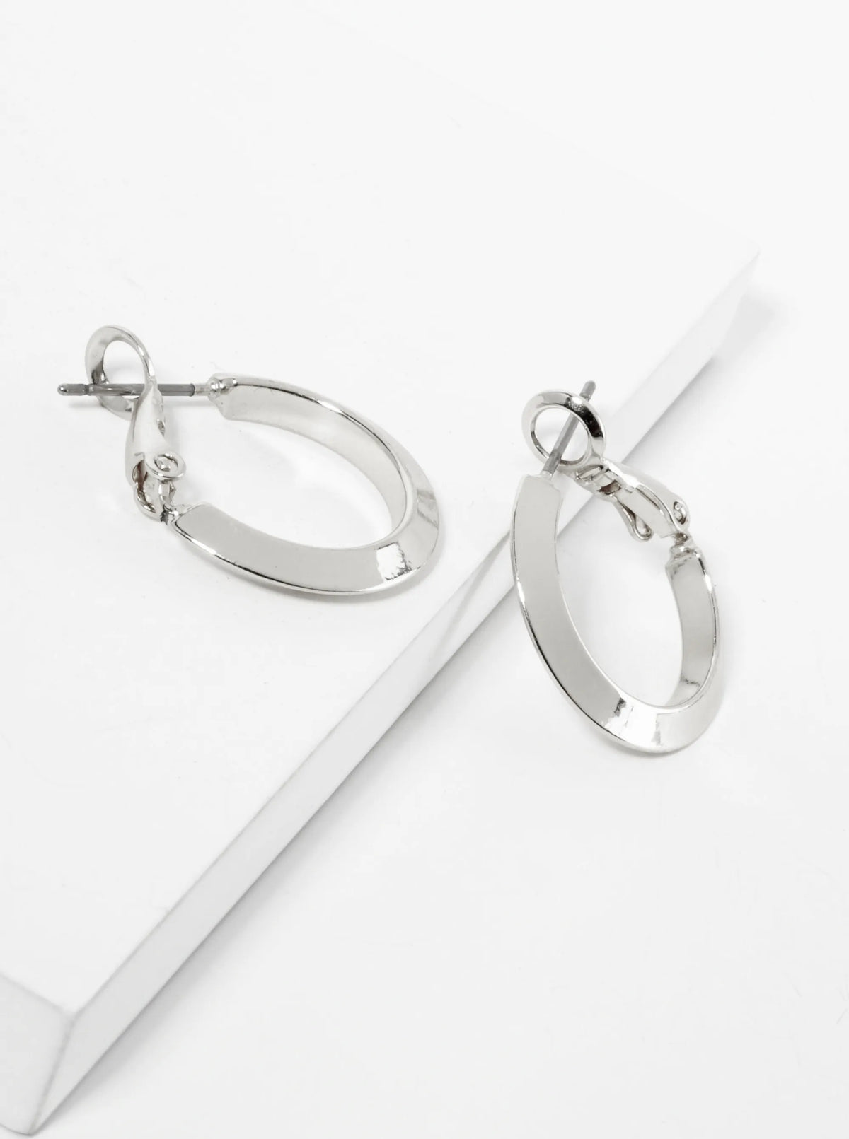 14K-Gold-Dipped 20mm Polished Brass Latch-Back Angled Hoop Earrings