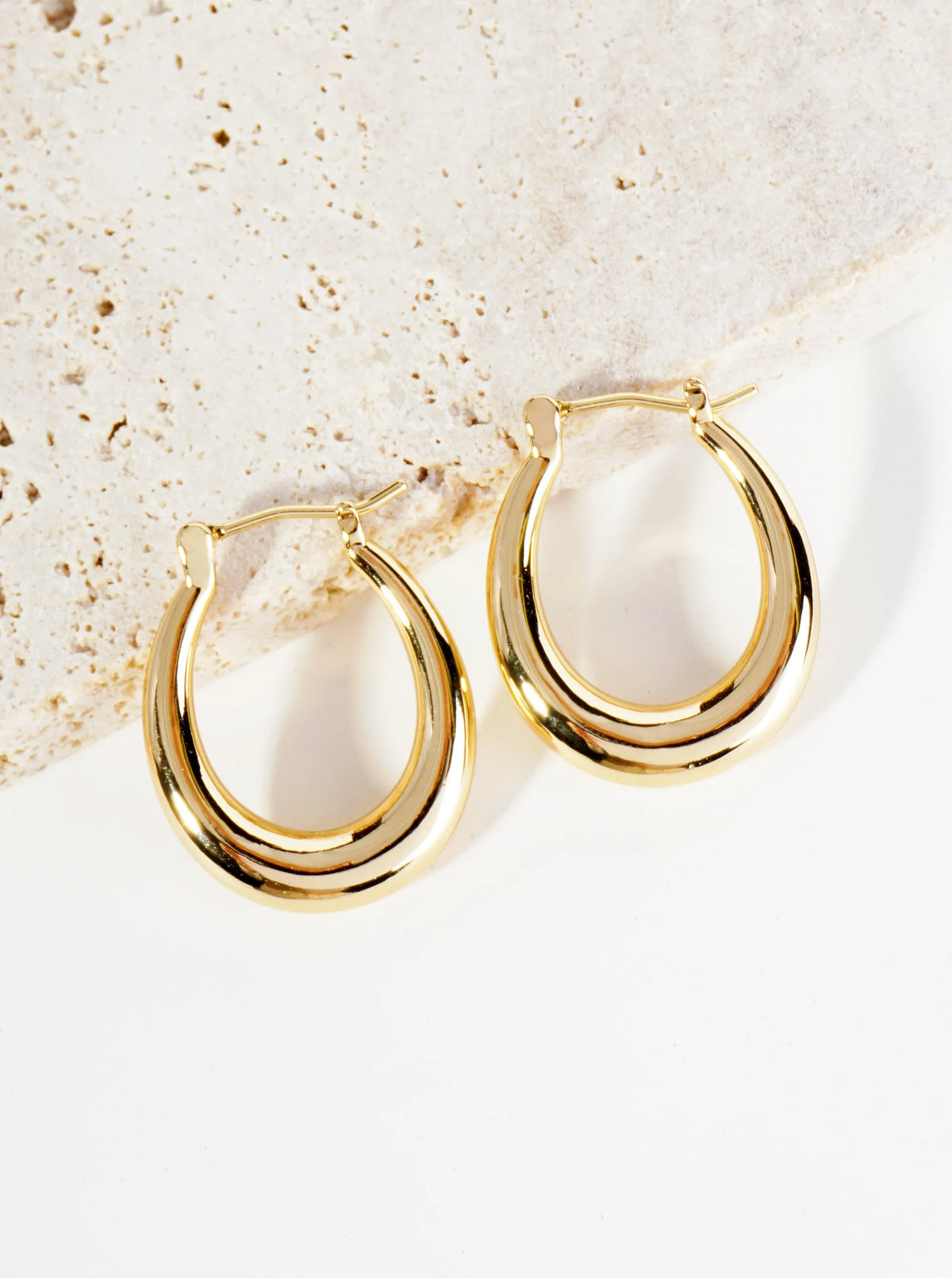 14K Gold Dipped 20mm Sleek Oval Hoop Earrings